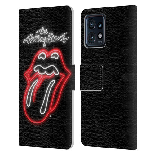 The Rolling Stones Licks Collection Neon Leather Book Wallet Case Cover For Motorola Moto Edge 40 Pro