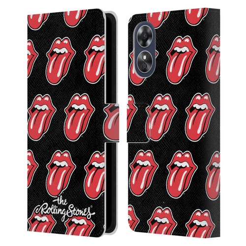 The Rolling Stones Licks Collection Tongue Classic Pattern Leather Book Wallet Case Cover For OPPO A17