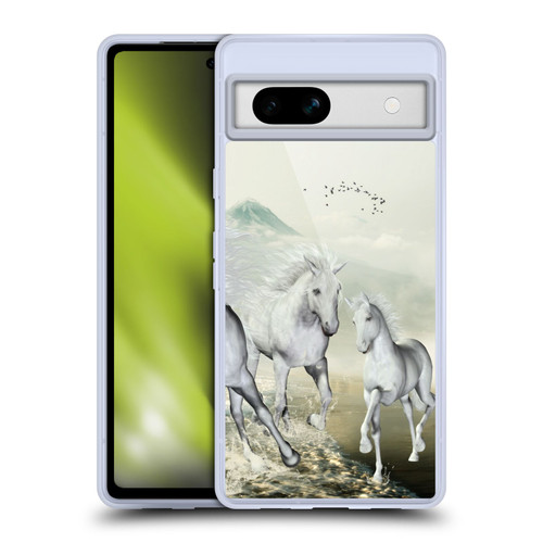 Simone Gatterwe Horses White On The Beach Soft Gel Case for Google Pixel 7a