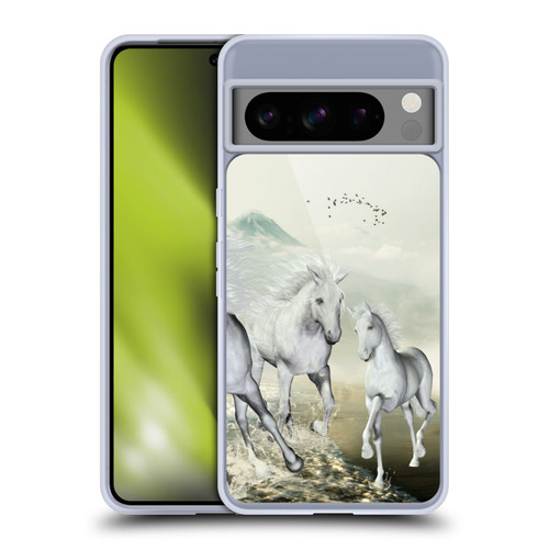 Simone Gatterwe Horses White On The Beach Soft Gel Case for Google Pixel 8 Pro