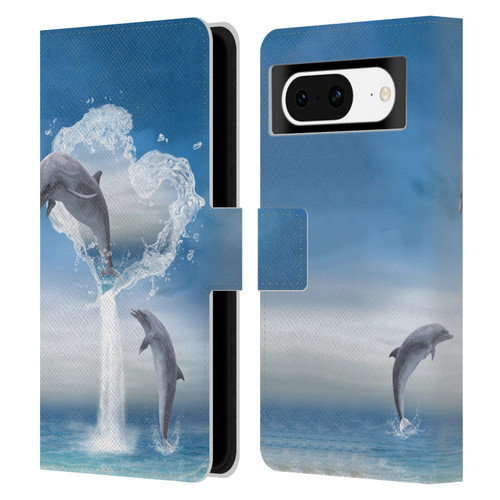 Simone Gatterwe Dolphins Lovers Leather Book Wallet Case Cover For Google Pixel 8