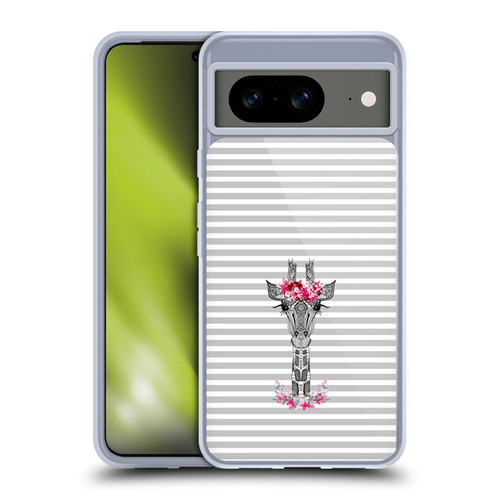 Monika Strigel Flower Giraffe And Stripes Grey Soft Gel Case for Google Pixel 8