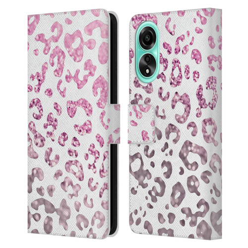 Monika Strigel Animal Print Glitter Pink Leather Book Wallet Case Cover For OPPO A78 4G