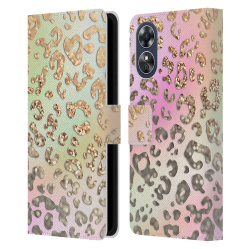 Monika Strigel Dreamland Gold Leopard Leather Book Wallet Case Cover For OPPO A17
