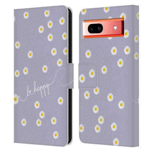 Monika Strigel Happy Daisy Lavender Leather Book Wallet Case Cover For Google Pixel 7a