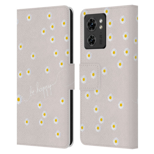 Monika Strigel Happy Daisy Nude Leather Book Wallet Case Cover For Motorola Moto Edge 40