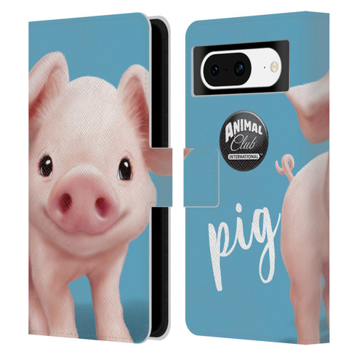 Animal Club International Faces Pig Leather Book Wallet Case Cover For Google Pixel 8