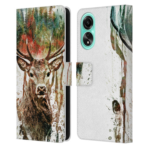 Riza Peker Animals Deer Leather Book Wallet Case Cover For OPPO A78 4G