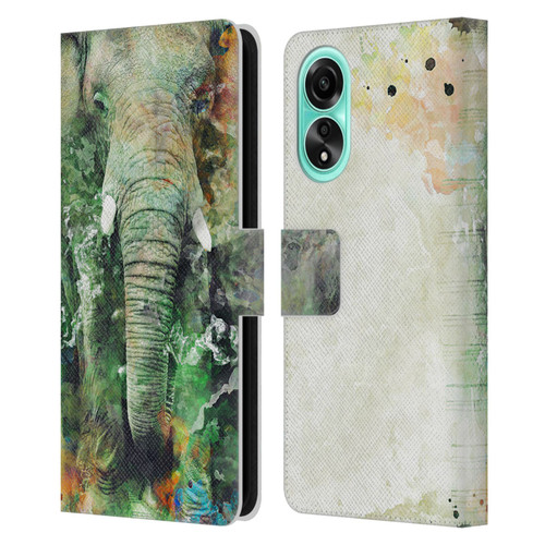Riza Peker Animals Elephant Leather Book Wallet Case Cover For OPPO A78 4G