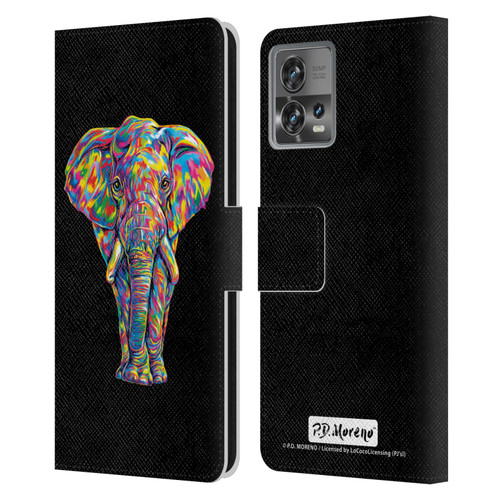 P.D. Moreno Animals Elephant Leather Book Wallet Case Cover For Motorola Moto Edge 30 Fusion