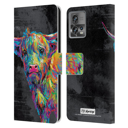 P.D. Moreno Animals II Reuben The Highland Cow Leather Book Wallet Case Cover For Motorola Moto Edge 30 Fusion