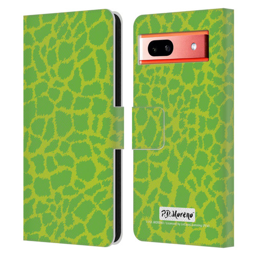 P.D. Moreno Patterns Lime Green Leather Book Wallet Case Cover For Google Pixel 7a
