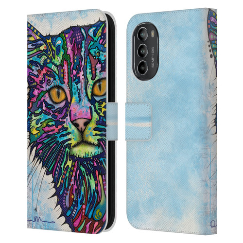 Dean Russo Cats Diligence Leather Book Wallet Case Cover For Motorola Moto G82 5G