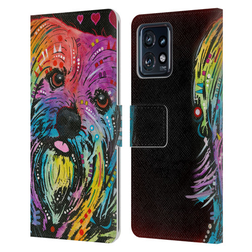 Dean Russo Dogs Yorkie Leather Book Wallet Case Cover For Motorola Moto Edge 40 Pro