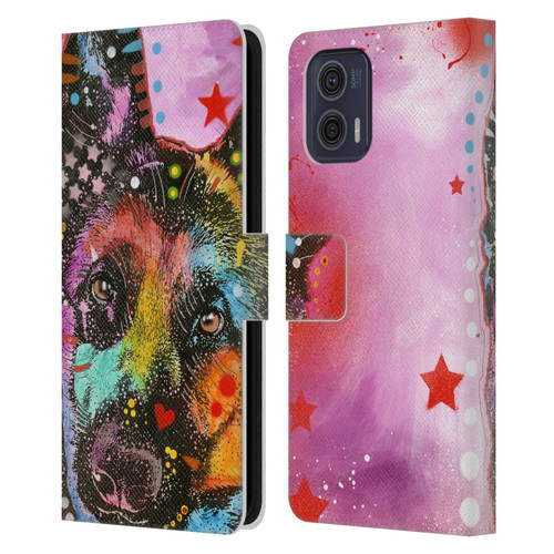 Dean Russo Dogs German Shepherd Leather Book Wallet Case Cover For Motorola Moto G73 5G