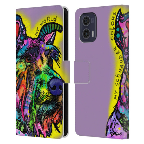 Dean Russo Dogs 3 My Schnauzer Leather Book Wallet Case Cover For Motorola Moto G73 5G