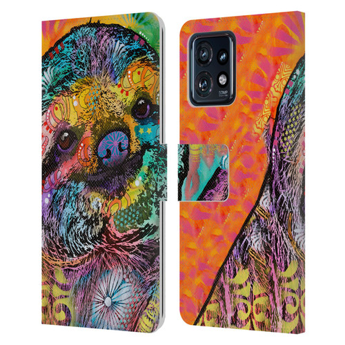 Dean Russo Wildlife 3 Sloth Leather Book Wallet Case Cover For Motorola Moto Edge 40 Pro