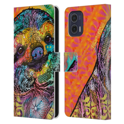 Dean Russo Wildlife 3 Sloth Leather Book Wallet Case Cover For Motorola Moto G73 5G
