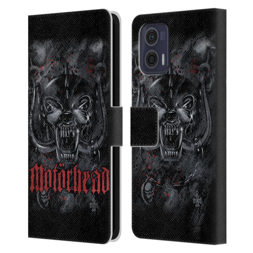 Motorhead Graphics Deathstorm Leather Book Wallet Case Cover For Motorola Moto G73 5G