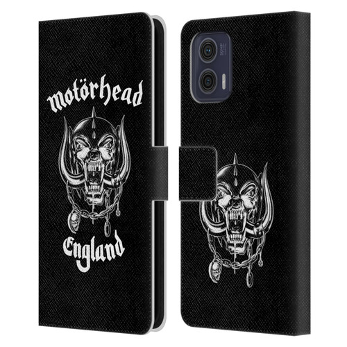 Motorhead Graphics England Leather Book Wallet Case Cover For Motorola Moto G73 5G