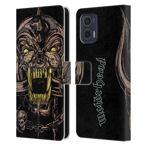 Motorhead Graphics Snaggletooth Leather Book Wallet Case Cover For Motorola Moto G73 5G