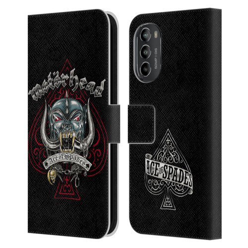 Motorhead Graphics Ace Of Spades Dog Leather Book Wallet Case Cover For Motorola Moto G82 5G