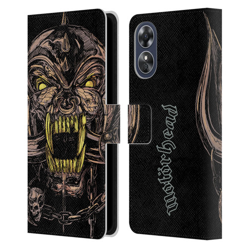 Motorhead Graphics Snaggletooth Leather Book Wallet Case Cover For OPPO A17