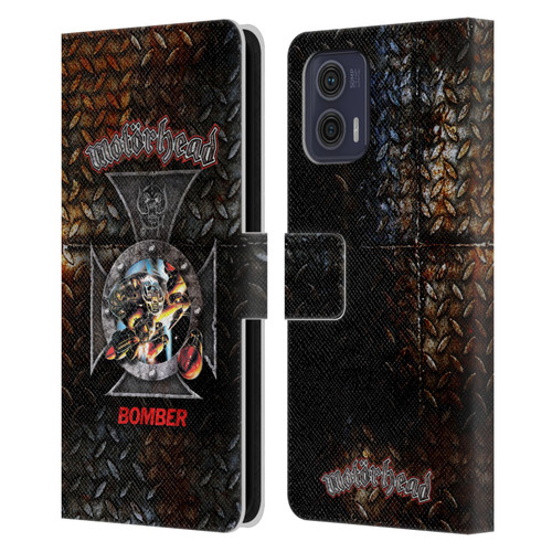 Motorhead Key Art Bomber Cross Leather Book Wallet Case Cover For Motorola Moto G73 5G