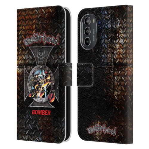 Motorhead Key Art Bomber Cross Leather Book Wallet Case Cover For Motorola Moto G82 5G