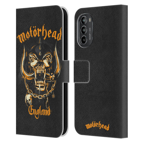 Motorhead Logo Warpig England Leather Book Wallet Case Cover For Motorola Moto G82 5G