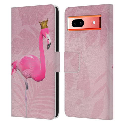 LebensArt Assorted Designs Flamingo King Leather Book Wallet Case Cover For Google Pixel 7a