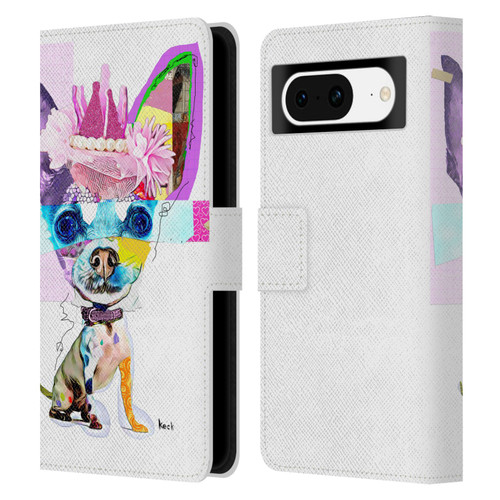 Michel Keck Animal Collage Chihuahua Leather Book Wallet Case Cover For Google Pixel 8