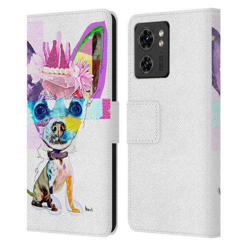 Michel Keck Animal Collage Chihuahua Leather Book Wallet Case Cover For Motorola Moto Edge 40