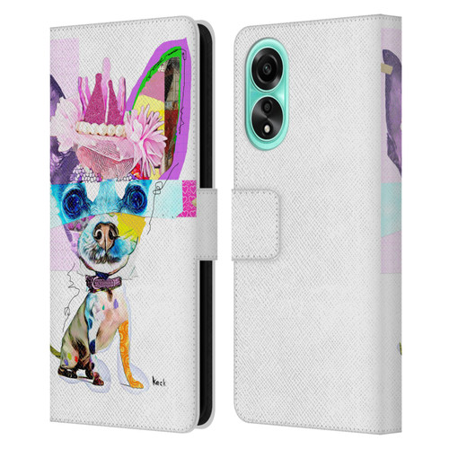 Michel Keck Animal Collage Chihuahua Leather Book Wallet Case Cover For OPPO A78 4G