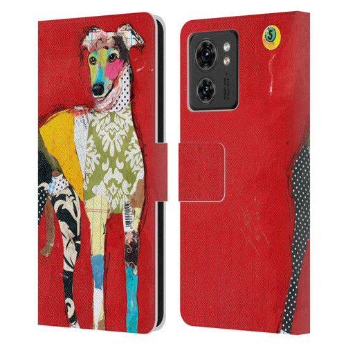 Michel Keck Dogs 2 Greyhound Leather Book Wallet Case Cover For Motorola Moto Edge 40