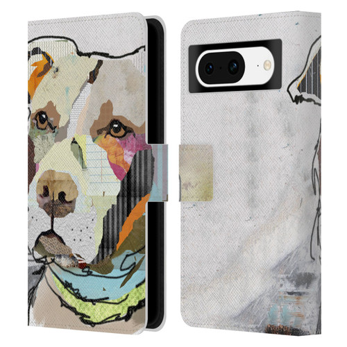 Michel Keck Dogs 3 Pit Bull Leather Book Wallet Case Cover For Google Pixel 8