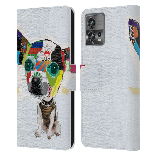 Michel Keck Dogs 3 Chihuahua 2 Leather Book Wallet Case Cover For Motorola Moto Edge 30 Fusion