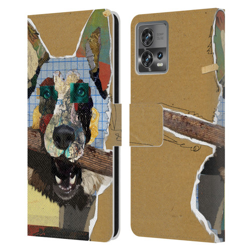 Michel Keck Dogs 3 German Shepherd Leather Book Wallet Case Cover For Motorola Moto Edge 30 Fusion