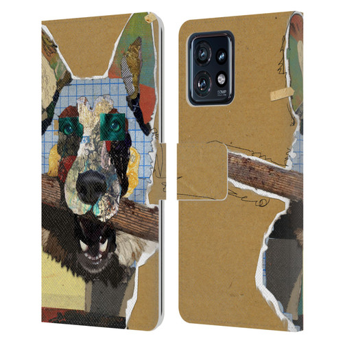 Michel Keck Dogs 3 German Shepherd Leather Book Wallet Case Cover For Motorola Moto Edge 40 Pro