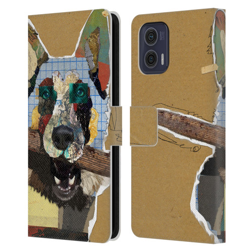 Michel Keck Dogs 3 German Shepherd Leather Book Wallet Case Cover For Motorola Moto G73 5G