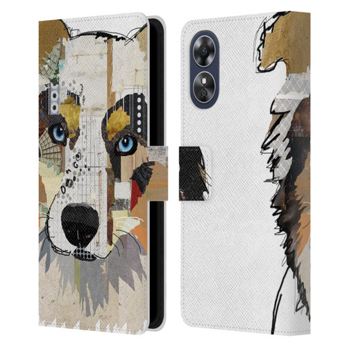 Michel Keck Dogs 3 Australian Shepherd Leather Book Wallet Case Cover For OPPO A17