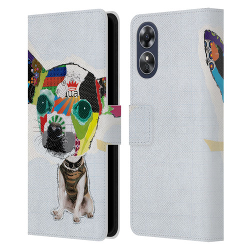 Michel Keck Dogs 3 Chihuahua 2 Leather Book Wallet Case Cover For OPPO A17