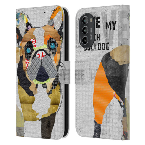 Michel Keck Dogs 4 French Bulldog Leather Book Wallet Case Cover For Motorola Moto G82 5G