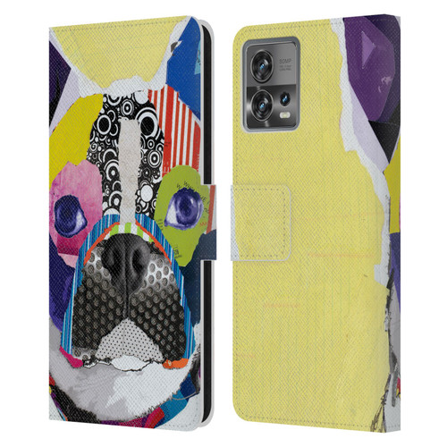 Michel Keck Dogs Boston Terrier Leather Book Wallet Case Cover For Motorola Moto Edge 30 Fusion