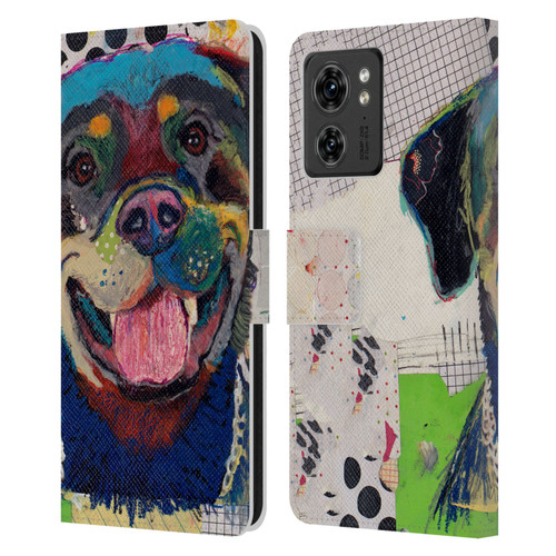 Michel Keck Dogs Rottweiler Leather Book Wallet Case Cover For Motorola Moto Edge 40