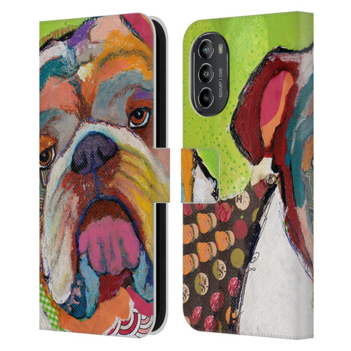 Michel Keck Dogs Bulldog Leather Book Wallet Case Cover For Motorola Moto G82 5G