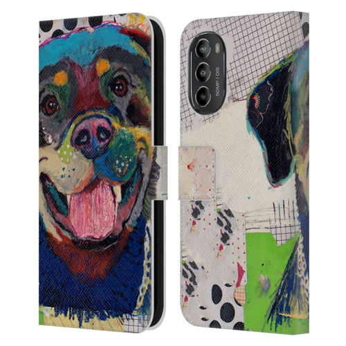 Michel Keck Dogs Rottweiler Leather Book Wallet Case Cover For Motorola Moto G82 5G