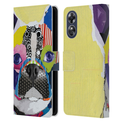 Michel Keck Dogs Boston Terrier Leather Book Wallet Case Cover For OPPO A17