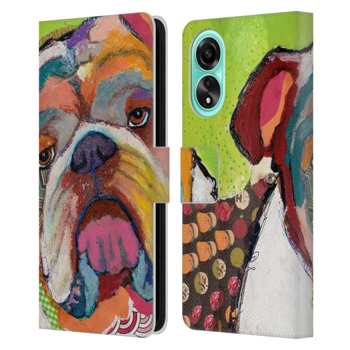 Michel Keck Dogs Bulldog Leather Book Wallet Case Cover For OPPO A78 4G