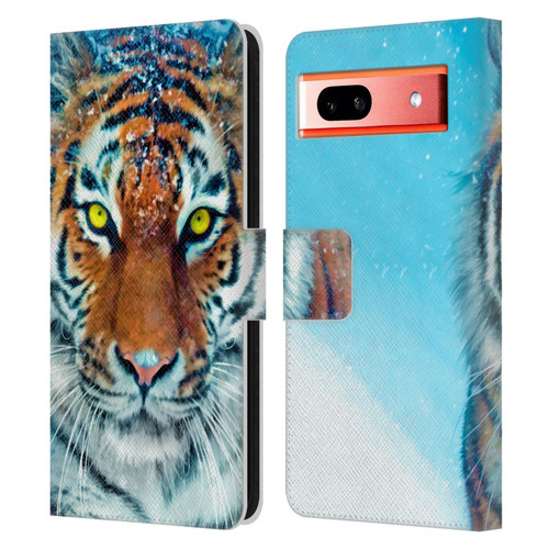 Aimee Stewart Animals Yellow Tiger Leather Book Wallet Case Cover For Google Pixel 7a